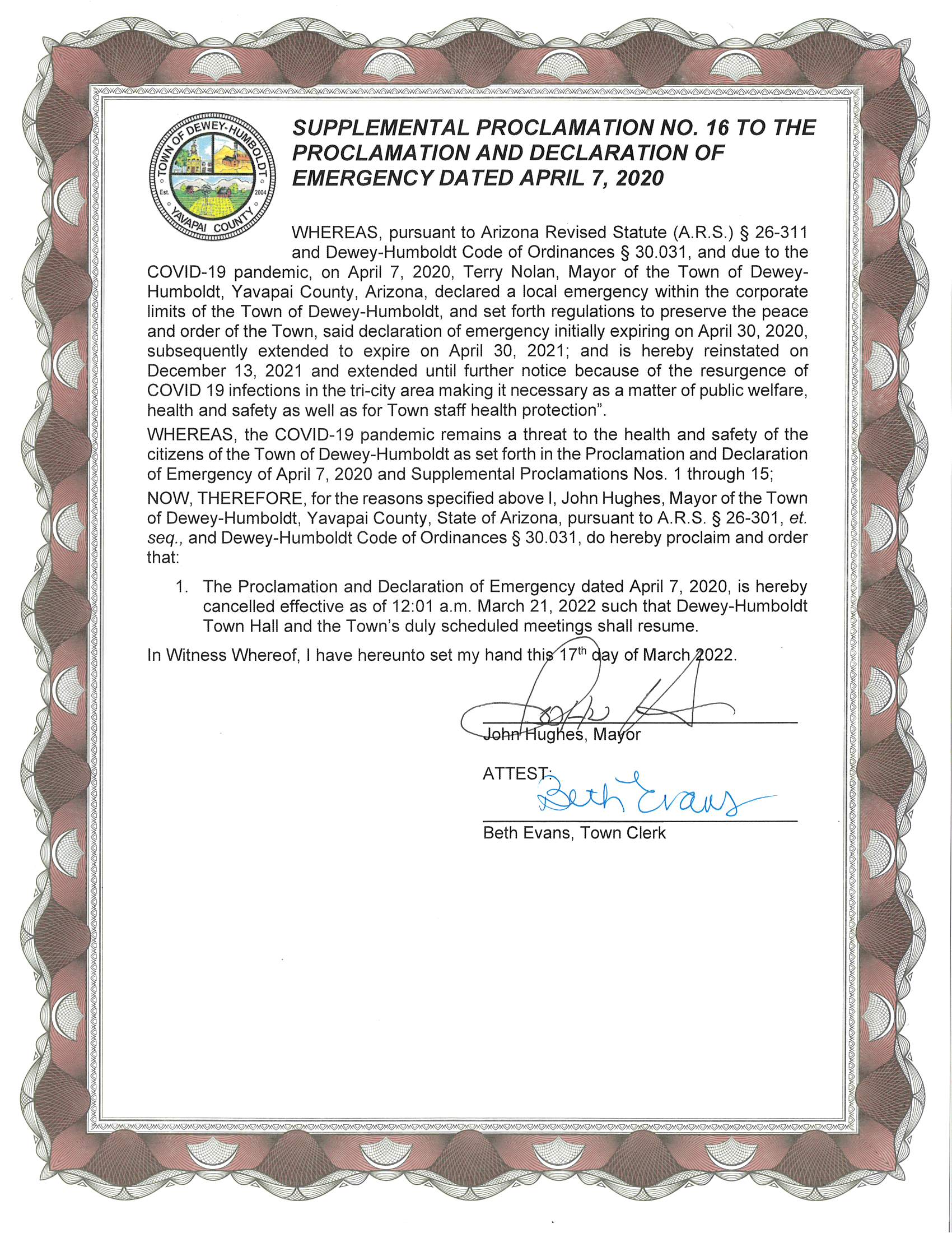 Supplemental Proclamation 16