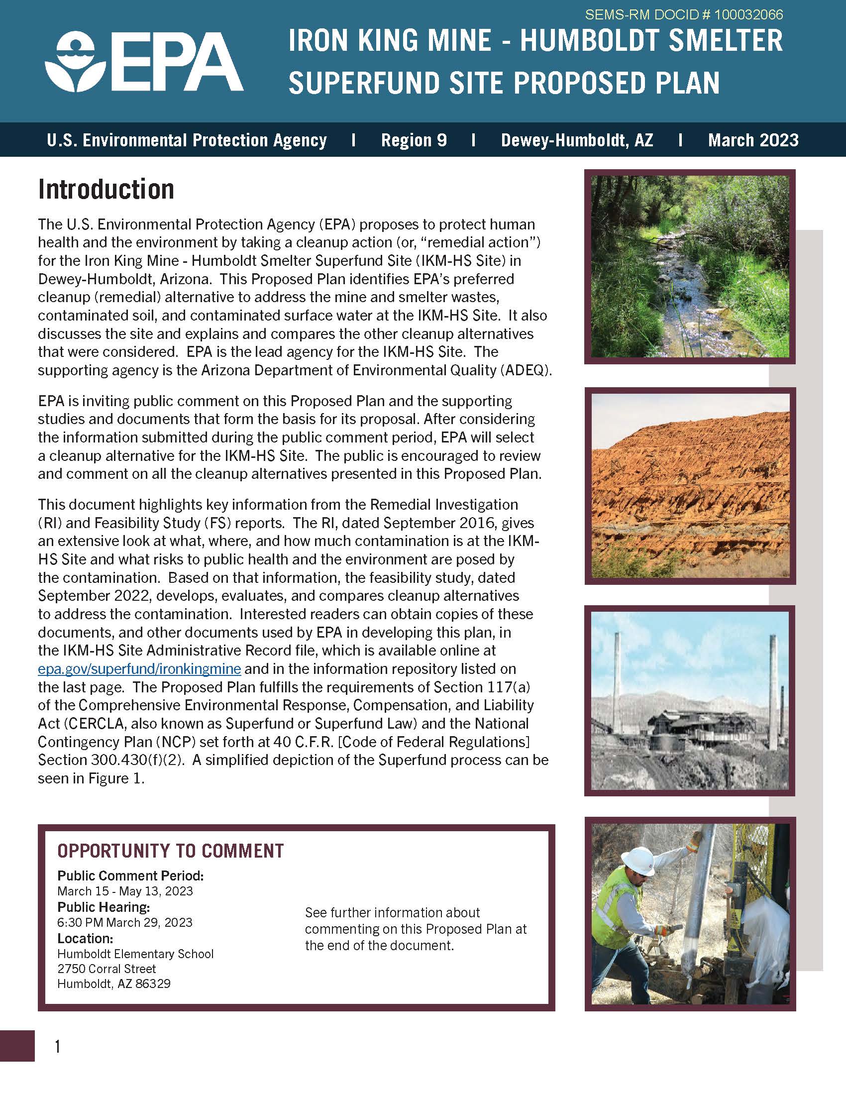 Proposed plan for Iron King Mine  Humboldt Smelter Superfund Site JPG