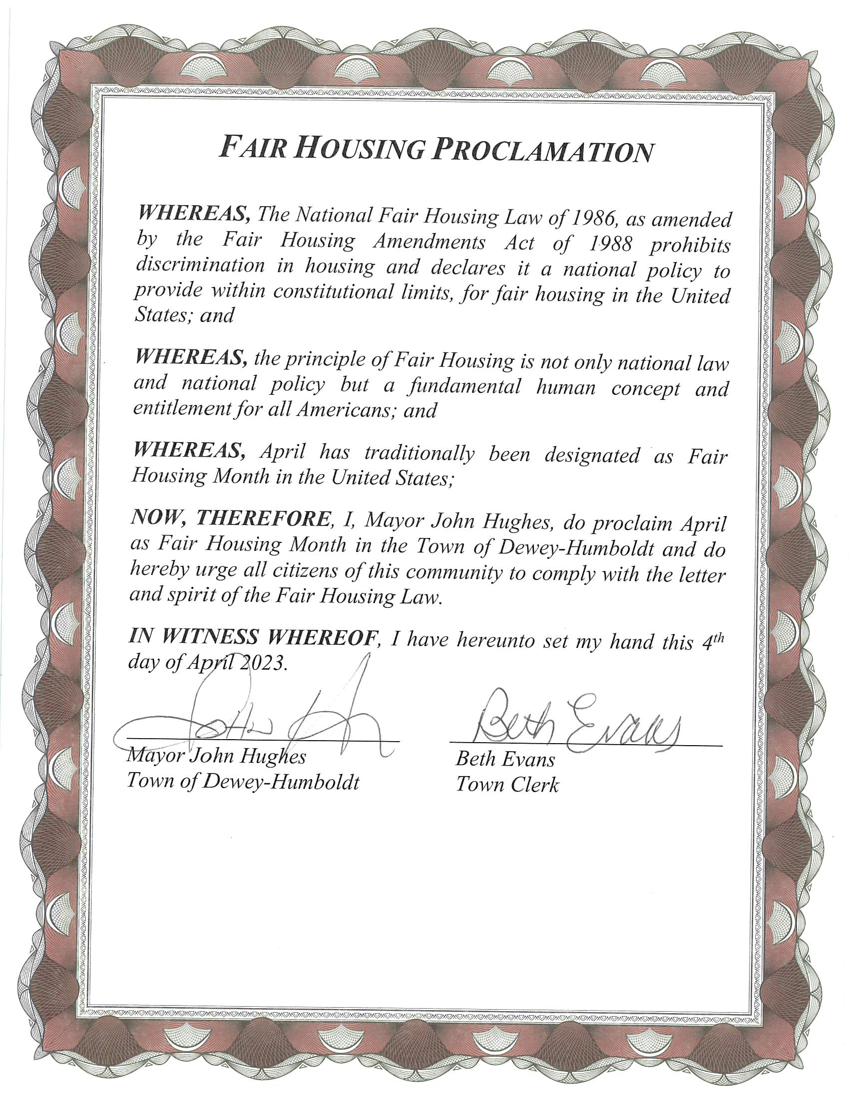 Fair Housing Proclamation 2023